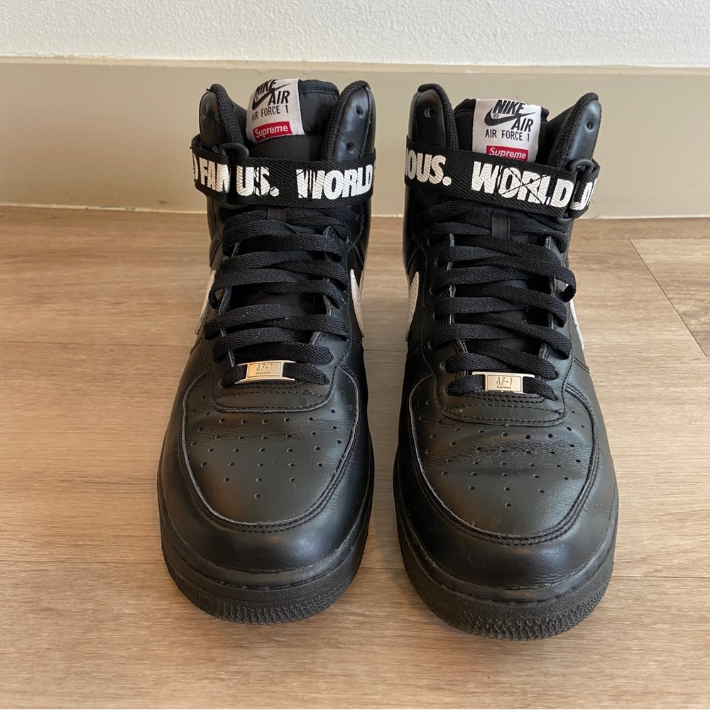 RARE NIKE AIR FORCE 1 HIGH SUPREME - WORLD FAMOUS - BLACK WHITE 698696-010 2014 - Picture 2 of 8